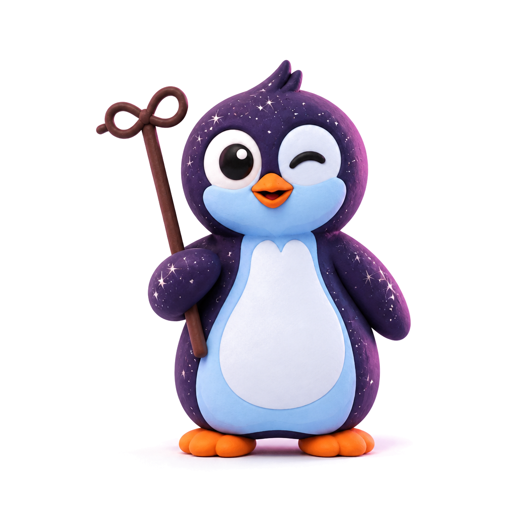 Cosmo the penguin winking