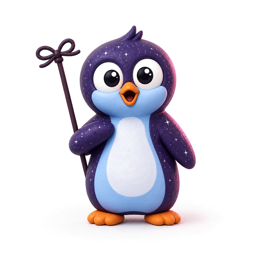Cosmo the penguin looking surprised